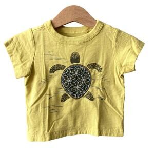 Tea Collection Kame Graphic Tee - Turtle - Japan - Yellow - 3-6M